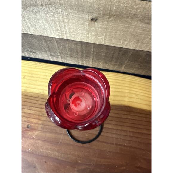 Red Glass Flower Tealight Candle Holder 9” Tall - Picture 5 of 5